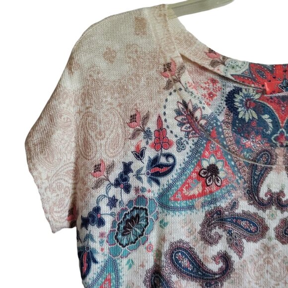 Gaze Made In USA Paisley Floral Short Sleeve Sweater - Picture 4 of 10
